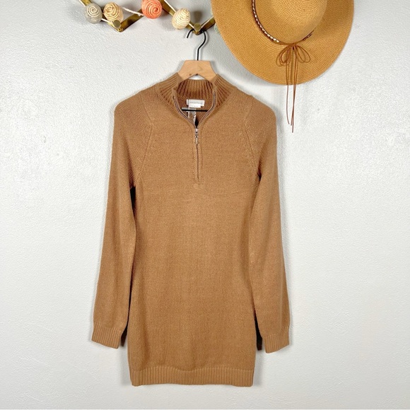 Lovers + Friends Anthea Sweater Mini Dress Camel Size Medium - Picture 2 of 8